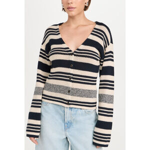 Rag & Bone 'Cyrus' Black Cotton Stripe Cardigan Size XS